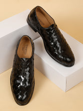 Load image into Gallery viewer, Men Black Leather Wave Oxford