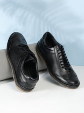 Load image into Gallery viewer, Men's Black Texture Leather Comfort Insole Sneakers