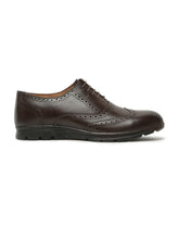 Load image into Gallery viewer, Men Brown Leather Lace-Up Brogue Derby Shoes