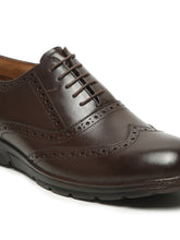 Load image into Gallery viewer, Men Brown Leather Lace-Up Brogue Derby Shoes