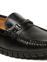 Load image into Gallery viewer, Men's Black Solid Leather Loafers