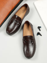 Load image into Gallery viewer, Men's Brown Solid Leather Loafers