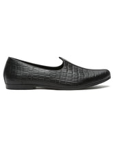 Load image into Gallery viewer, Teakwood Men Black Textured Leather Mojaris