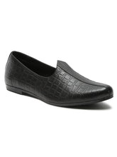 Load image into Gallery viewer, Teakwood Men Black Textured Leather Mojaris