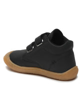 Load image into Gallery viewer, Kid's Black Leather With Velcro Closure Comfort Insole Sneakers