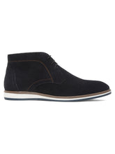 Load image into Gallery viewer, Men Suede Navy Mid Top Lace-Up Boots