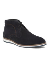 Load image into Gallery viewer, Men Suede Navy Mid Top Lace-Up Boots