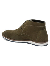 Load image into Gallery viewer, Men Suede Olive Mid Top Lace-Up Boots