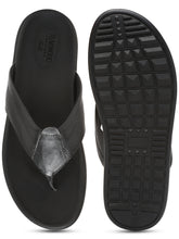 Load image into Gallery viewer, Men Black Leather Slip On Sandals