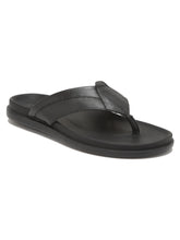 Load image into Gallery viewer, Men Black Leather Slip On Sandals