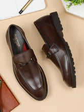 Load image into Gallery viewer, Men's Brown Solid Leather Moccasins shoes