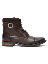 Load image into Gallery viewer, Men Mid-top Brown Lace-up Boots