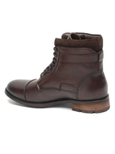 Load image into Gallery viewer, Men Mid-top Brown Lace-up Boots