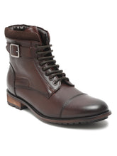 Load image into Gallery viewer, Men Mid-top Brown Lace-up Boots