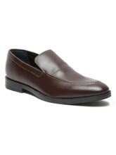 Load image into Gallery viewer, Men Brown Solid Leather Formal Slip-On Shoes