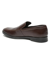 Load image into Gallery viewer, Men Brown Solid Leather Formal Slip-On Shoes