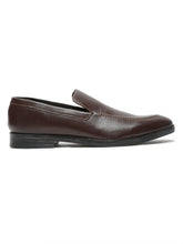 Load image into Gallery viewer, Men Brown Solid Leather Formal Slip-On Shoes