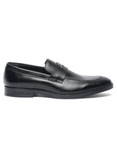 Load image into Gallery viewer, Men Black Solid Leather Formal Slip-On