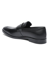 Load image into Gallery viewer, Men Black Solid Leather Formal Slip-On