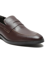 Load image into Gallery viewer, Men Brown Solid Leather Slip-On Formal Shoes