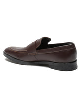 Load image into Gallery viewer, Men Brown Solid Leather Slip-On Formal Shoes