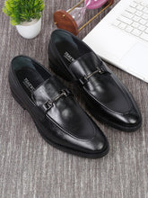 Load image into Gallery viewer, Men Black Solid Leather Formal Slip-On