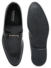Load image into Gallery viewer, Men Black Solid Leather Formal Slip-On