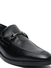 Load image into Gallery viewer, Men Black Solid Leather Formal Slip-On
