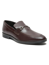 Load image into Gallery viewer, Men Brown Solid Leather Slip-On Formal Shoes