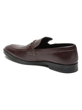 Load image into Gallery viewer, Men Brown Solid Leather Slip-On Formal Shoes