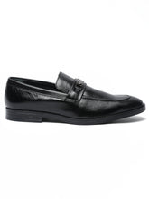 Load image into Gallery viewer, Men Black Solid Leather Formal Slip-On