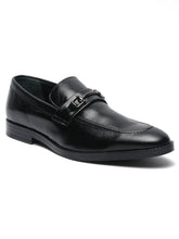 Load image into Gallery viewer, Men Black Solid Leather Formal Slip-On