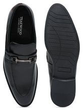 Load image into Gallery viewer, Men Black Solid Leather Formal Slip-On