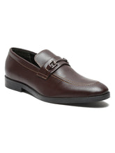 Load image into Gallery viewer, Men Brown Solid Leather Slip-On Formal Shoes