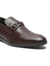 Load image into Gallery viewer, Men Brown Solid Leather Slip-On Formal Shoes