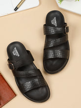 Load image into Gallery viewer, Men's Black Texture Leather Slippers