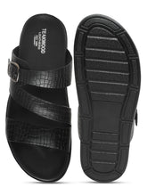 Load image into Gallery viewer, Men's Black Texture Leather Slippers
