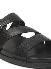 Load image into Gallery viewer, Men's Black Texture Leather Slippers