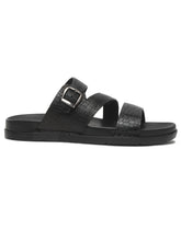 Load image into Gallery viewer, Men's Black Texture Leather Slippers