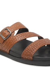 Load image into Gallery viewer, Men's Brown Texture Leather Slippers