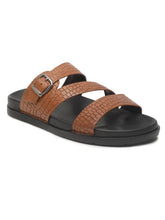 Load image into Gallery viewer, Men's Brown Texture Leather Slippers