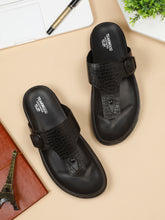 Load image into Gallery viewer, Men's Black Texture Leather Slippers