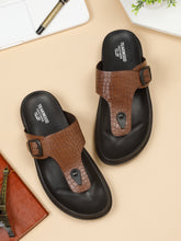 Load image into Gallery viewer, Men's Brown Texture Leather Slippers