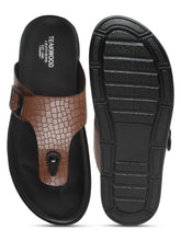 Load image into Gallery viewer, Men's Brown Texture Leather Slippers