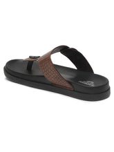 Load image into Gallery viewer, Men's Brown Texture Leather Slippers