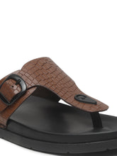 Load image into Gallery viewer, Men's Brown Texture Leather Slippers