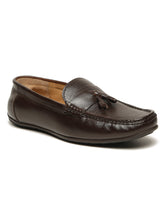 Load image into Gallery viewer, Men Brown Solid Leather Formal Tasselled Loafers