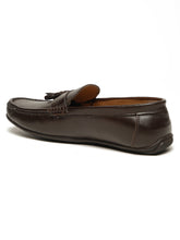 Load image into Gallery viewer, Men Brown Solid Leather Formal Tasselled Loafers