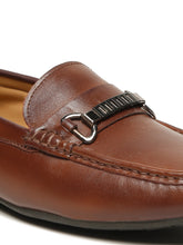 Load image into Gallery viewer, Men Brown Solid Leather Formal Loafers