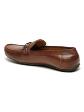 Load image into Gallery viewer, Men Brown Solid Leather Formal Loafers